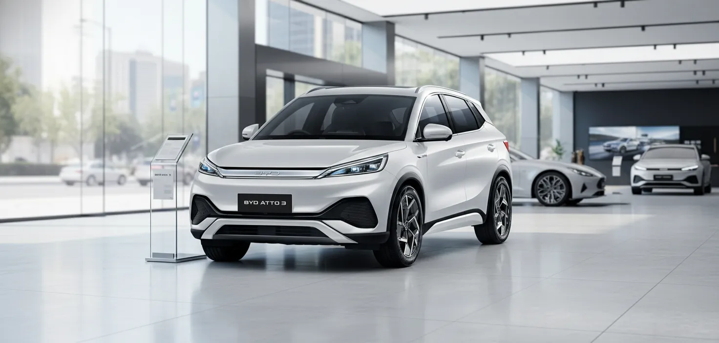 Mẫu xe màu trắng thanh lịch trong Bảng giá BYD Atto 3 HCM, tượng trưng cho phong cách tinh tế và đơn giản – phù hợp với người dùng yêu thích sự nhẹ nhàng mà sang trọng.