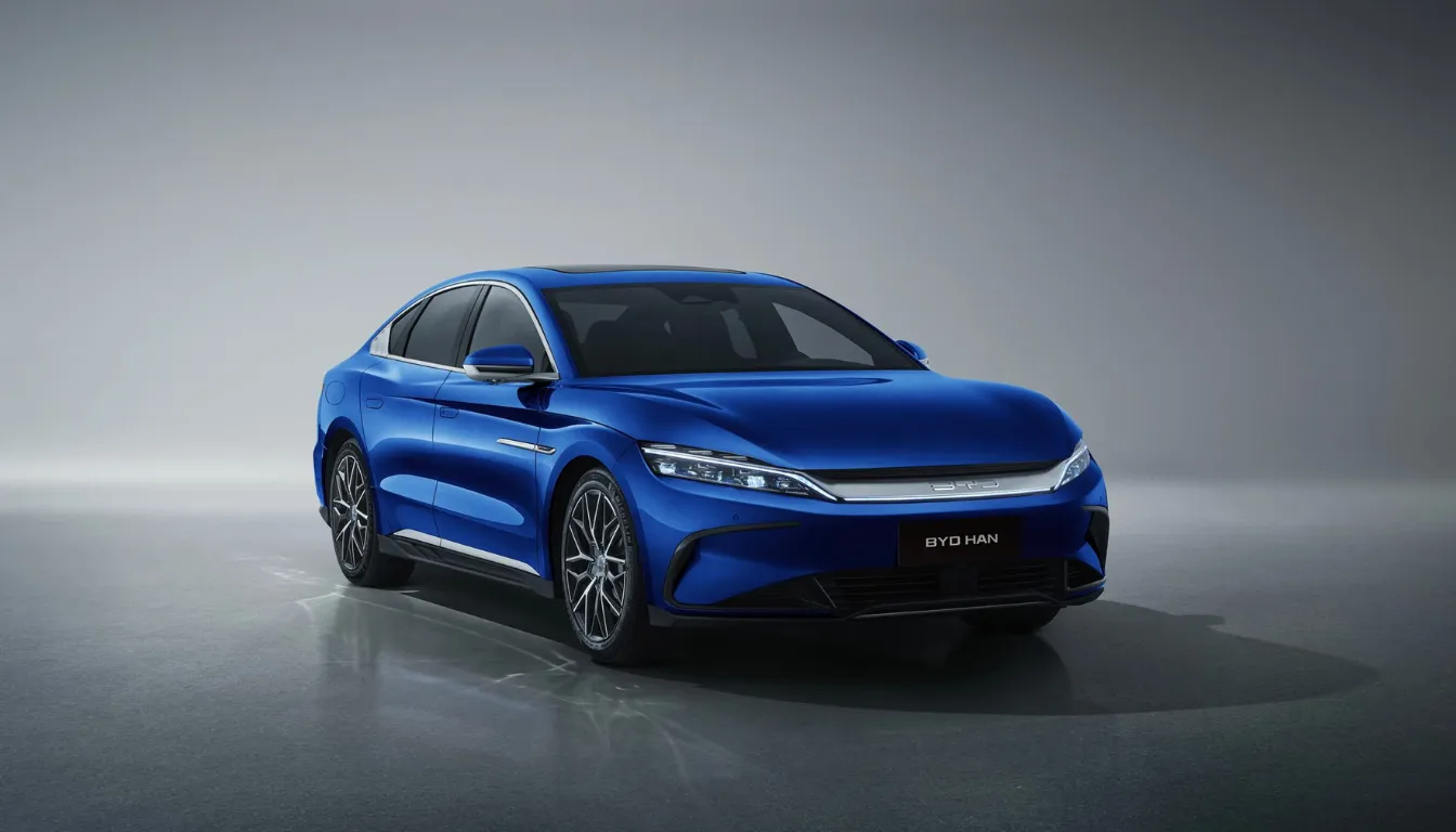 Bảng giá BYD Han HCM – phiên bản BYD Han màu xanh đậm, sang trọng và hiện đại. Xe điện cao cấp cho trải nghiệm lái đẳng cấp tại TP.HCM.
