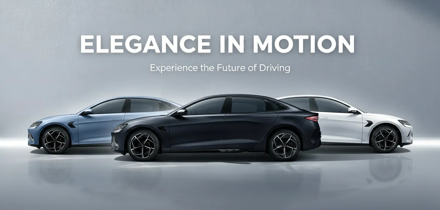 Hình ảnh ba chiếc BYD Seal mang thông điệp “Elegance in Motion – Thanh lịch trong chuyển động”. Bảng giá BYD Seal HCM thể hiện sức hút của dòng sedan điện sang trọng kết hợp hiệu năng cao và thiết kế tinh tế.