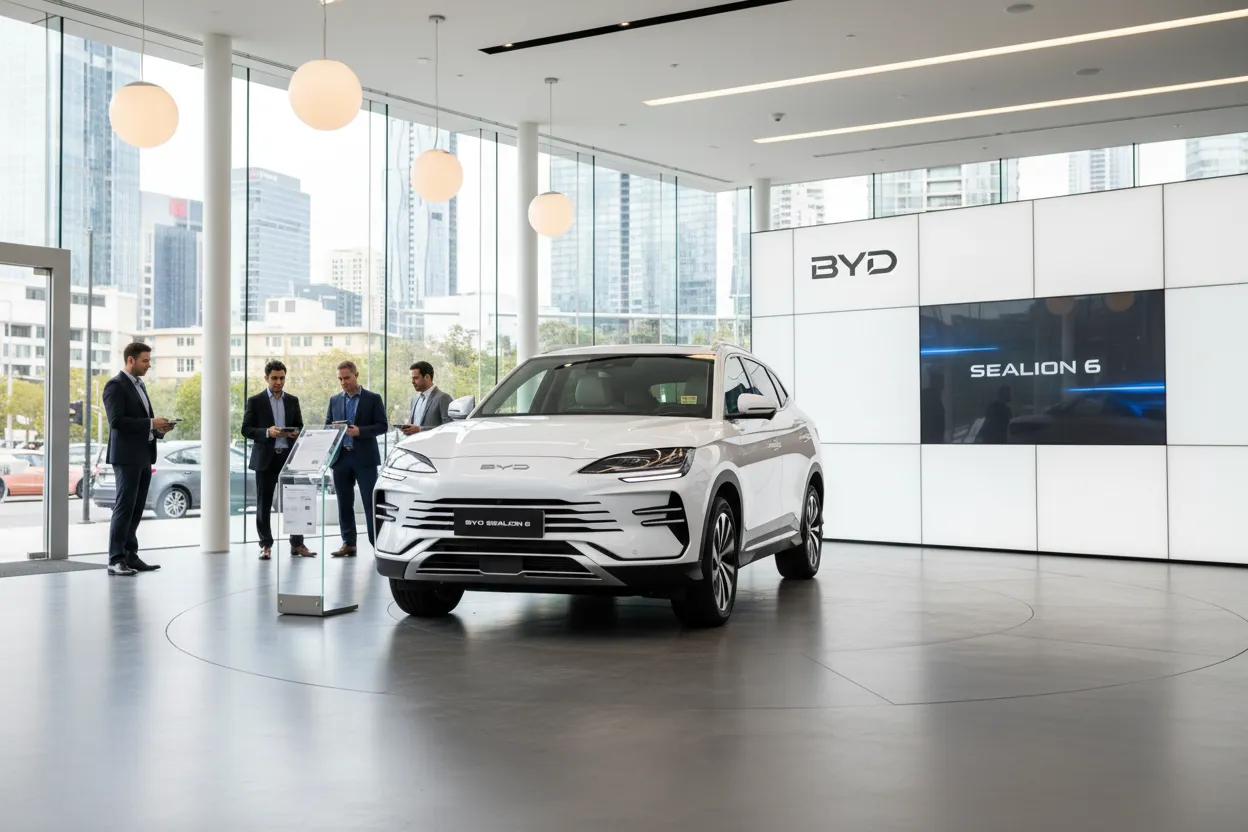 Showroom Đại lý BYD TPHCM – Trưng bày xe BYD Sealion 6, tư vấn tận tâm, không gian hiện đại.