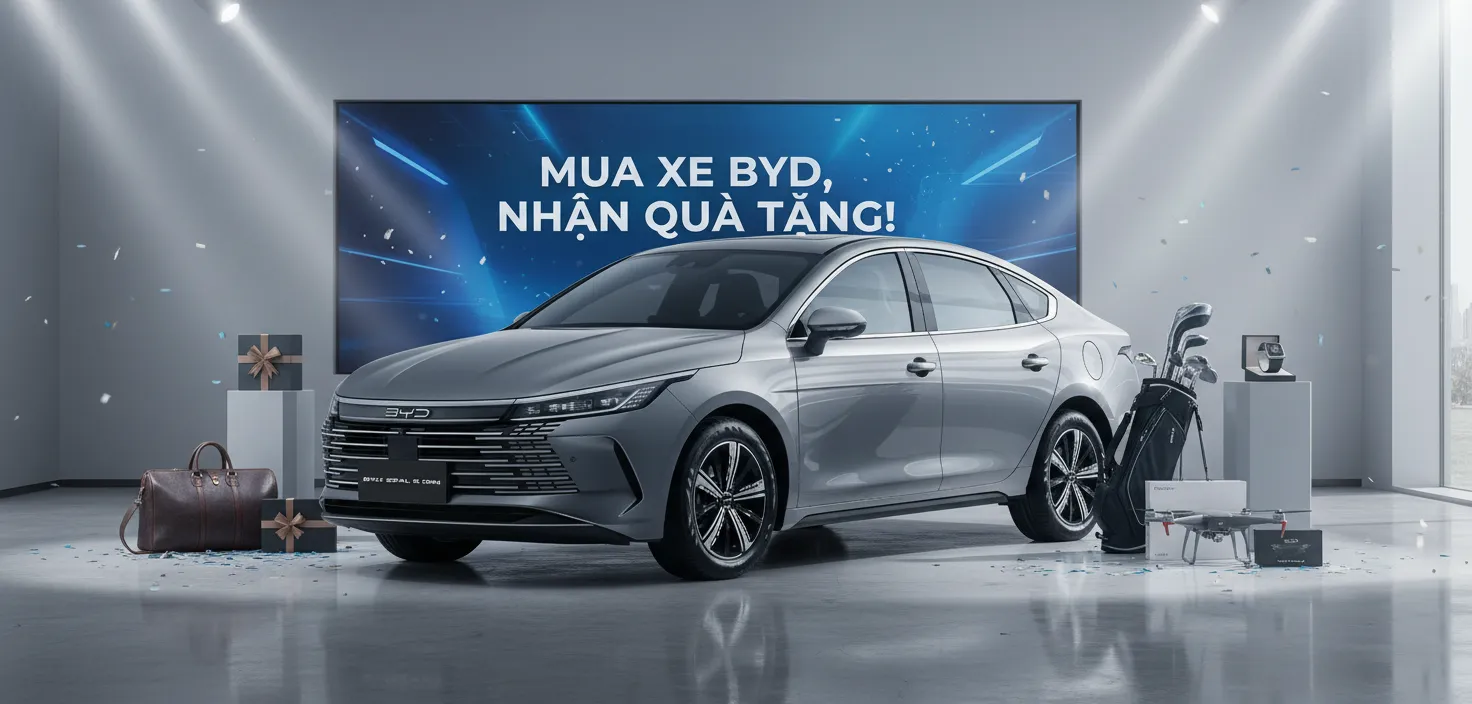 Tham gia chương trình Ưu đãi BYD tại HCM, khách hàng nhận ngay quà tặng độc quyền khi mua xe – cơ hội sở hữu dòng xe điện cao cấp với nhiều quyền lợi hấp dẫn.